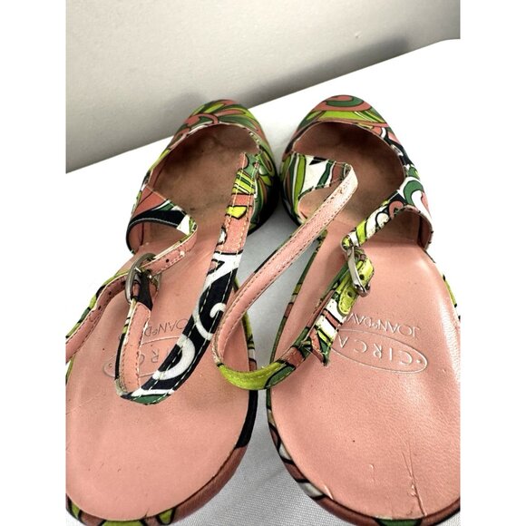 Circa Joan & David Pink-Green Slingback Heels Women’s Size 10M Retro Discocore - Picture 11 of 16